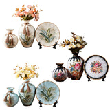 Maxbell Ceramic Flower Vase Set Boho with Round Tray for Indoor Farmhouse Decoration Style A