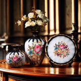 Maxbell Ceramic Flower Vase Set Boho with Round Tray for Indoor Farmhouse Decoration Style A