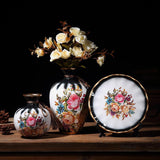 Maxbell Ceramic Flower Vase Set Boho with Round Tray for Indoor Farmhouse Decoration Style A