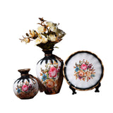 Maxbell Ceramic Flower Vase Set Boho with Round Tray for Indoor Farmhouse Decoration Style A