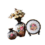 Maxbell Ceramic Flower Vase Set Boho with Round Tray for Indoor Farmhouse Decoration Style A
