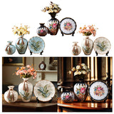 Maxbell Ceramic Flower Vase Set Boho with Round Tray for Indoor Farmhouse Decoration Style A
