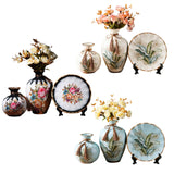 Maxbell Ceramic Flower Vase Set Boho with Round Tray for Indoor Farmhouse Decoration Style A