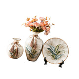 Maxbell Ceramic Flower Vase Set Boho with Round Tray for Indoor Farmhouse Decoration Style B