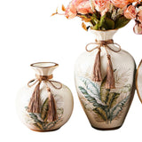 Maxbell Ceramic Flower Vase Set Boho with Round Tray for Indoor Farmhouse Decoration Style B