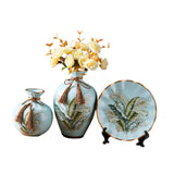Maxbell Ceramic Flower Vase Set Boho with Round Tray for Indoor Farmhouse Decoration Style C
