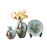 Maxbell Ceramic Flower Vase Set Boho with Round Tray for Indoor Farmhouse Decoration Style C