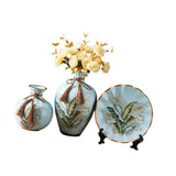 Maxbell Ceramic Flower Vase Set Boho with Round Tray for Indoor Farmhouse Decoration Style C