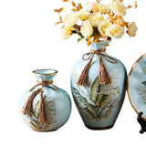 Maxbell Ceramic Flower Vase Set Boho with Round Tray for Indoor Farmhouse Decoration Style C