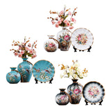 Maxbell 3Pcs Ceramic Vases Home Decor Plant Containers for Dining Room Shelf Balcony Blue