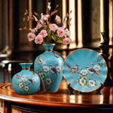 Maxbell 3Pcs Ceramic Vases Home Decor Plant Containers for Dining Room Shelf Balcony Blue