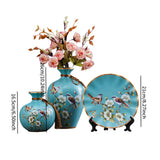Maxbell 3Pcs Ceramic Vases Home Decor Plant Containers for Dining Room Shelf Balcony Blue
