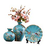 Maxbell 3Pcs Ceramic Vases Home Decor Plant Containers for Dining Room Shelf Balcony Blue