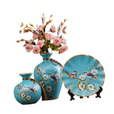 Maxbell 3Pcs Ceramic Vases Home Decor Plant Containers for Dining Room Shelf Balcony Blue