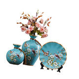 Maxbell 3Pcs Ceramic Vases Home Decor Plant Containers for Dining Room Shelf Balcony Blue