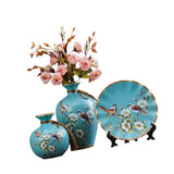 Maxbell 3Pcs Ceramic Vases Home Decor Plant Containers for Dining Room Shelf Balcony Blue