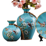 Maxbell 3Pcs Ceramic Vases Home Decor Plant Containers for Dining Room Shelf Balcony Blue