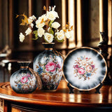Maxbell 3Pcs Ceramic Vases Home Decor Plant Containers for Dining Room Shelf Balcony Black