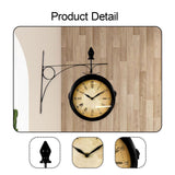 Maxbell Double Sided Wall Clock Antique Round Silent Watches for Yard Outside Office