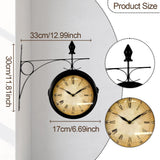 Maxbell Double Sided Wall Clock Antique Round Silent Watches for Yard Outside Office