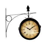 Maxbell Double Sided Wall Clock Antique Round Silent Watches for Yard Outside Office