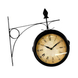 Maxbell Double Sided Wall Clock Antique Round Silent Watches for Yard Outside Office