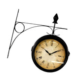 Maxbell Double Sided Wall Clock Antique Round Silent Watches for Yard Outside Office