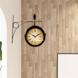 Maxbell Double Sided Wall Clock Antique Round Silent Watches for Yard Outside Office