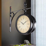 Maxbell Double Sided Wall Clock Antique Round Silent Watches for Yard Outside Office