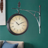 Maxbell Double Sided Wall Clock Antique Round Silent Watches for Yard Outside Office