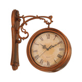 Maxbell Double Sided Wall Clock Art Antique Wall Decor for Station Farmhouse Outdoor