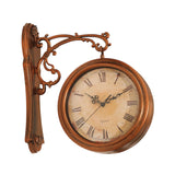 Maxbell Double Sided Wall Clock Art Antique Wall Decor for Station Farmhouse Outdoor
