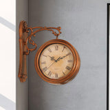 Maxbell Double Sided Wall Clock Art Antique Wall Decor for Station Farmhouse Outdoor