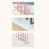 Maxbell Bottle Dry Rack Countertop Easy to Clean Dryer Rack for Cups pink