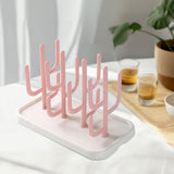 Maxbell Bottle Dry Rack Countertop Easy to Clean Dryer Rack for Cups pink