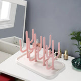 Maxbell Bottle Dry Rack Countertop Easy to Clean Dryer Rack for Cups pink
