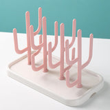 Maxbell Bottle Dry Rack Countertop Easy to Clean Dryer Rack for Cups pink