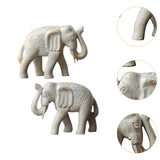 Maxbell 2Pcs Wooden Elephant Statues Home Decor Figurines for Entrance Hotel Bedroom