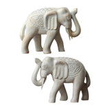 Maxbell 2Pcs Wooden Elephant Statues Home Decor Figurines for Entrance Hotel Bedroom