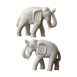 Maxbell 2Pcs Wooden Elephant Statues Home Decor Figurines for Entrance Hotel Bedroom