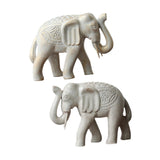 Maxbell 2Pcs Wooden Elephant Statues Home Decor Figurines for Entrance Hotel Bedroom