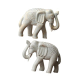 Maxbell 2Pcs Wooden Elephant Statues Home Decor Figurines for Entrance Hotel Bedroom