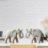 Maxbell 2Pcs Wooden Elephant Statues Home Decor Figurines for Entrance Hotel Bedroom
