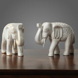 Maxbell 2Pcs Wooden Elephant Statues Home Decor Figurines for Entrance Hotel Bedroom