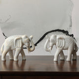 Maxbell 2Pcs Wooden Elephant Statues Home Decor Figurines for Entrance Hotel Bedroom