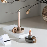 Maxbell Ceramic Candle Holder Ornament Candlestick Holder for TV Stand Party pink grey