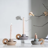 Maxbell Ceramic Candle Holder Ornament Candlestick Holder for TV Stand Party pink grey