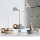 Maxbell Ceramic Candle Holder Ornament Candlestick Holder for TV Stand Party pink grey