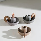 Maxbell Ceramic Candle Holder Ornament Candlestick Holder for TV Stand Party pink grey