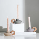 Maxbell Ceramic Candle Holder Ornament Candlestick Holder for TV Stand Party pink grey